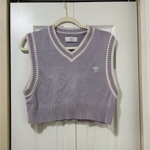 TNA Lavender Cropped Knit Sweater Vest